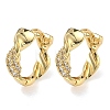 Brass Micro Pave Clear Cubic Zirconia Hoop Earrings EJEW-C182-05A-G-4