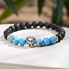 Natural Lava Rock & Shoushan Stone Round Beads Stretch Bracelets IP1472-1-1