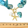 Summer Beach Alloy Starfish Pendant Dyed Natural Freshwater Shell Nuggets Beaded Necklaces for Women NJEW-JN06334-4