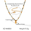304 Stainless Steel Teardrop Pendant Natural African Turquoise(Jasper) Round Beaded Necklaces for Women WGE7304-01-6
