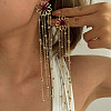 Iron Plastic Flower Tassel Stud Earrings FS-WG443FE-01-1