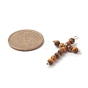 Natural Tiger Eye Faceted Round Copper Wire Wrapped Pendants PALLOY-JF02011-04-2