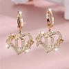 Heart Brass Micro Pave Clear Cubic Zirconia Hoop Earrings FS-WGD5D87-21-1