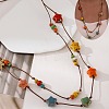 Bohemian Handmade Colorful Porcelain Beaded Waxed Cord Long Necklaces for Women FS-WGF474B-04-3