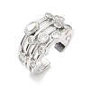Brass Micro Pave Cubic Zirconia Cuff Open Rings RJEW-C158-02P-4