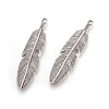 Tibetan Style Alloy Feather Big Pendants LS-TIBEP-A12720-AS-RS-2