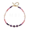Dyed Natural Malaysia Jade & Rose Quartz & Chevron Amethyst Beads Beaded Anklets for Women AJEW-AN00832-01-3