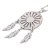 Non-Tarnish Woven Net/Web with Feather 304 Stainless Steel Pendant Necklaces for Women NJEW-G087-05P-2