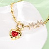 Mother's Day Brass Micro Pave Clear Cubic Zirconia Enamel Red Sacred Heart Mama Pendant Necklaces for Women NJEW-A071-12B-G-3