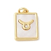 Brass Pave Natural White Shell Pendants KK-S522-09G-C-1