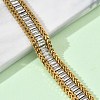 304 Stainless Steel & Glass Wheat Chain Double Layers Bracelets for Women BJEW-F540-08G-01-3