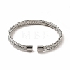 304 Stainless Steel Flat Mesh Chain Shape Open Cuff Bangle for Women BJEW-C033-08-4