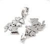 Left and Right Clover & Texture Butterfly 304 Stainless Steel Shell Dangle Earrings EJEW-L283-075P-2