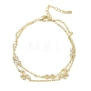Brass Micro Pave Clear Cubic Zirconia Bowknot Link 2-Strand Bracelets KK-CBA6980-19G-4
