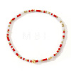 Bohemian Glass Seed Beads & Brass Stretch Bracelets for Women TI8364-1-1