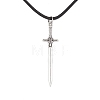 Alloy Sword Pendant Necklace with Waxed Cords X-NJEW-JN04473-1