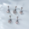 316L Surgical Stainless Steel Clear Cubic Zirconia Curved Barbell Belly Rings WG7644D-02-2