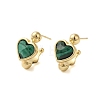 Natural Malachite Heart Stud Earrings EJEW-K287-01G-10-1