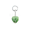 Tree of Life Wire Wrapped Heart Natural Green Aventurine Gemstone Pendant Keychain FIND-PW0017-03F-1