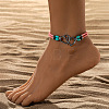 Double Heart Alloy Link Stretch Anklets WGCB0A2-08-1