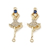Brass Micro Pave Clear Cubic Zirconia Connetor Charms KK-E068-VB037-2