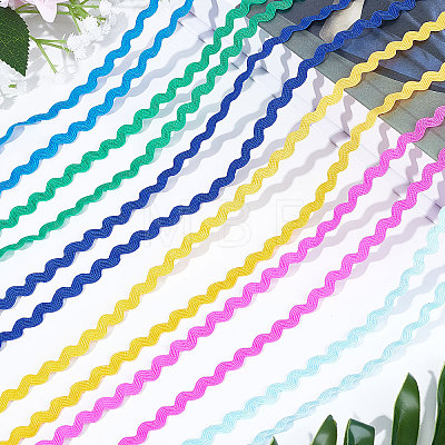 6 Yards 6 Colors Polyester Wavy Fringe Trim Ribbon OCOR-WH0080-44A-1