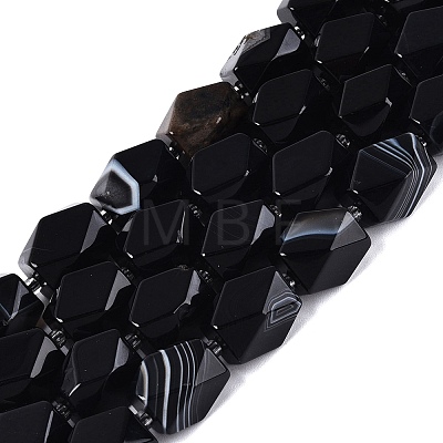 Natural Black Agate(Dyed & Heated) Beads Strands G-Q608-11A-1