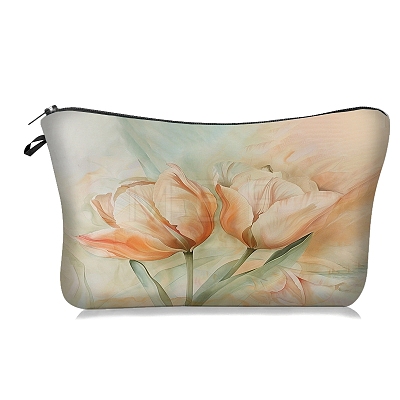 Flower Print Polyester Cosmetic Zipper Pouches PW-WG0E0AE-06-1