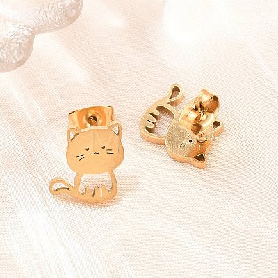 4 Pairs 304 Stainless Steel Stud Earrings EJEW-G469-02G-03-1