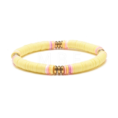 Synthetic Hematite & Polymer Clay Heishi Beads Stretch Bracelets Set BJEW-JB07411-1