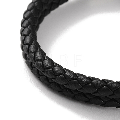 Men's Braided Black PU Leather Cord Multi-Strand Bracelets BJEW-K243-30AS-1