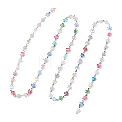 Iron Glass Handmade Star Link Chains AJEW-JB01435-01-1