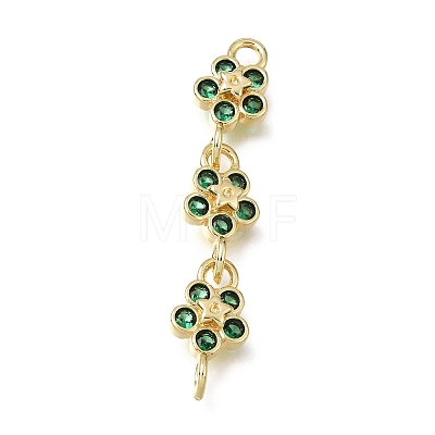 Brass Pave Cubic Zirconia Flower Connector Charms CU-E002-07G-03-1