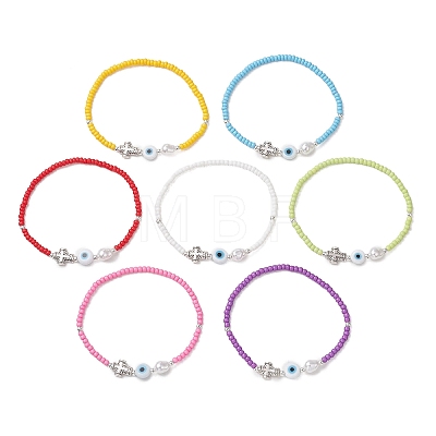7Pcs Glass Seed Beads Stretch Bracelets BJEW-MZ00317-1