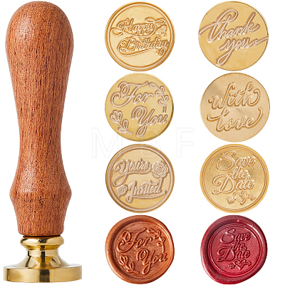 CRASPIRE 6Pcs 6 Styles Brass Wax Seal Stamp Head AJEW-CP0007-47-1