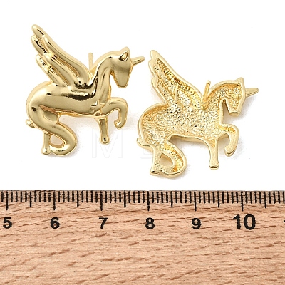 Horse Brass Stud Earrings EJEW-D352-03G-01-1