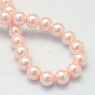 Baking Painted Pearlized Glass Pearl Round Bead Strands HY-Q003-4mm-05-1