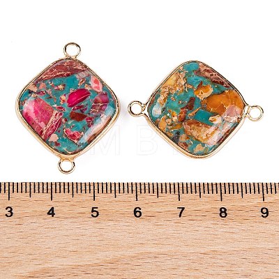 Dyed Natural Imperial Jasper Connector Charms G-B083-06G-1