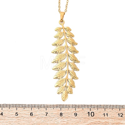 304 Stainless Steel Leaf Pendant Necklaces NJEW-H059-29B-G-1