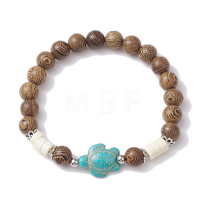 2Pcs 2 Colors Beach Tortoise Synthetic Turquoise Bracelets BJEW-JB10303-1