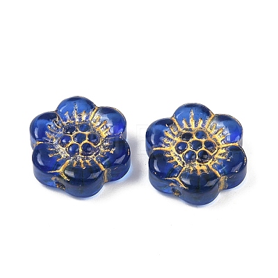 Baking Paint and Golden Metal Enlaced Glass Beads DGLA-T004-10I-1