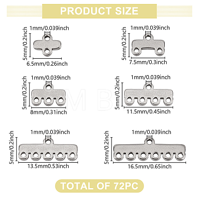 72Pcs 6 Styles 304 Stainless Steel Chandelier Component Links STAS-GO0001-29-1