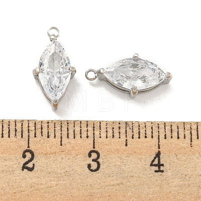 304 Stainless Steel Cubic Zirconia Pendants STAS-L278-006P-01-1