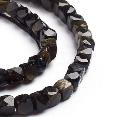 Natural Golden Sheen Obsidian Beads Strands G-E560-A11-4mm-1