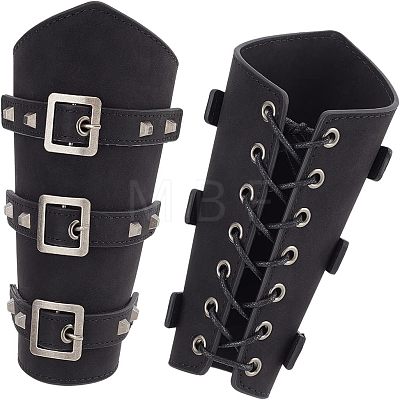 Leatheroid Punk Style Cuff Wristband for Bikers AJEW-WH0020-38B-1