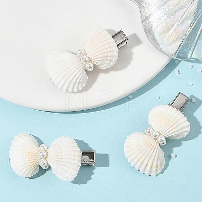 Natural White Shell & Shell Pearl & Iron Alligator Hair Clips PHAR-TA000004-1