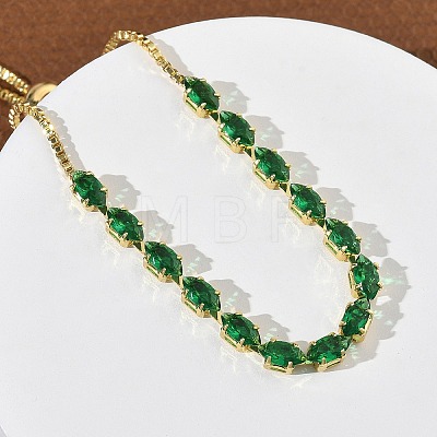 Adjustable Square Brass Micro Pave Cubic Zirconia Link Bracelets KK-D112-01B-G-1