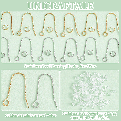 Unicraftale 60Pcs 2 Color 316 Stainless Steel Earring Hooks STAS-UN0051-26-1