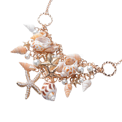 Trendy Shell Bib Beach Necklaces NJEW-TA0001-02-1