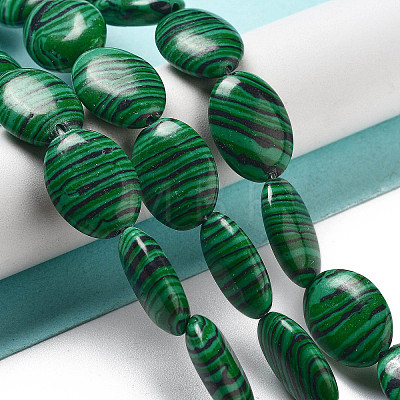 Synthetic Malachite Beads Strands G-P528-M06-01-1